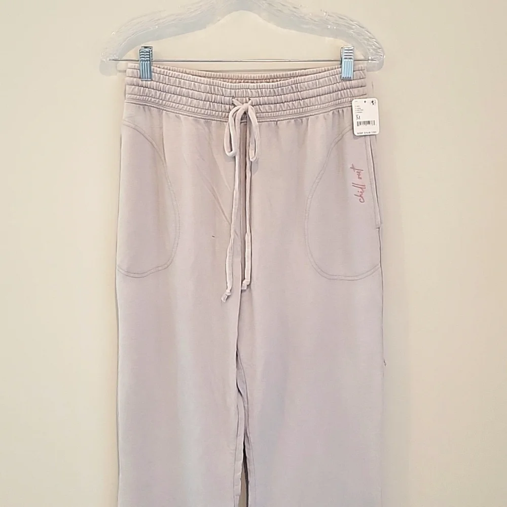 Free People Pale Blush Wide-Leg Drawstring Lounge Pants
